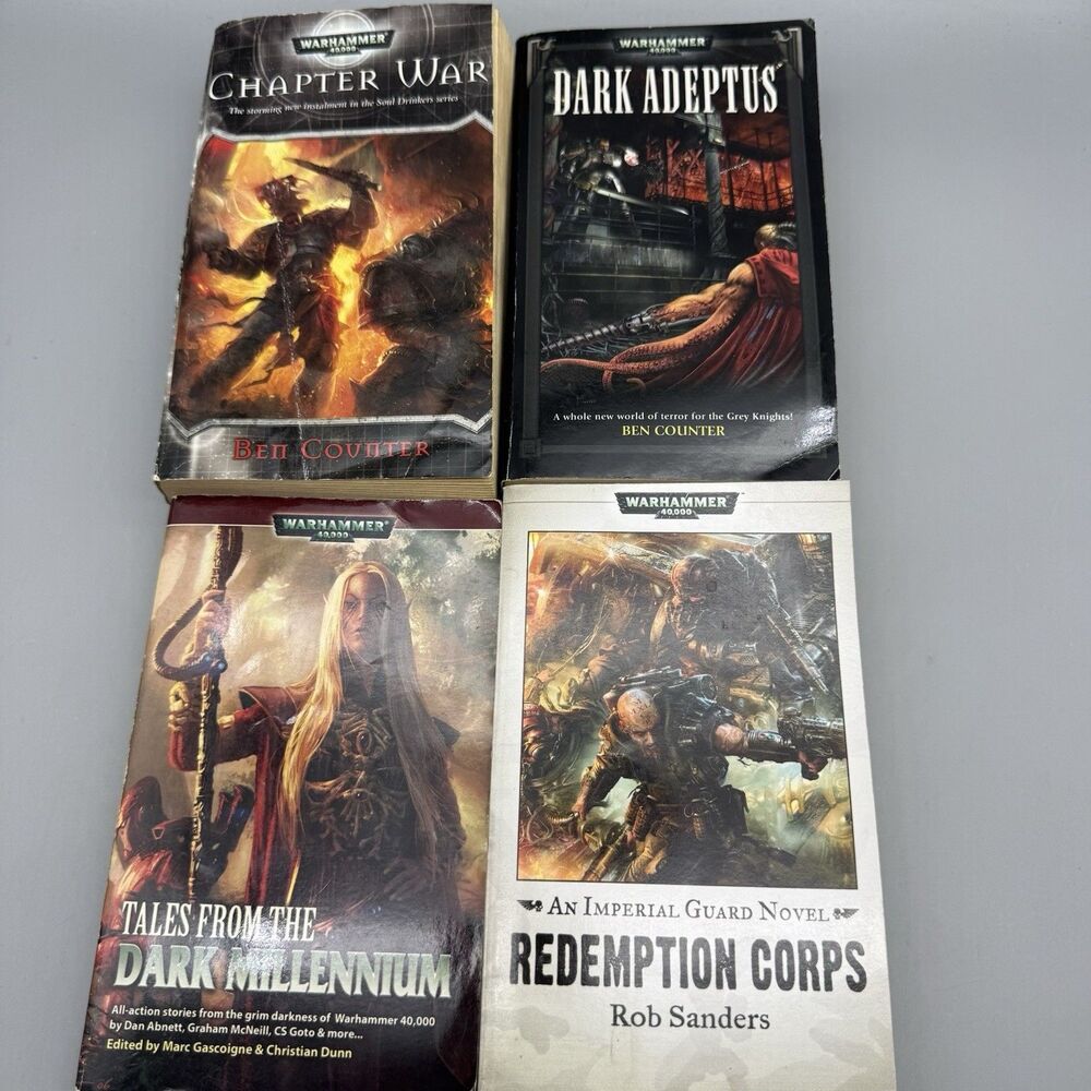 Lot (4) Warhammer 40K Paperback Novels Chapter War, Dark Adeptus & More